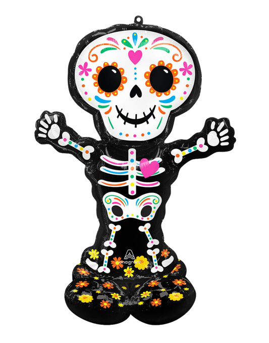 52" Day of the Dead Standing Skeleton AirLoonz - AIR FILL