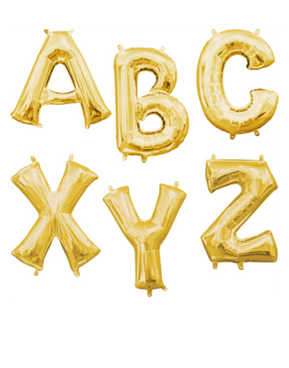 16" Anagram Gold Letter Foil Balloons - AIR FILL