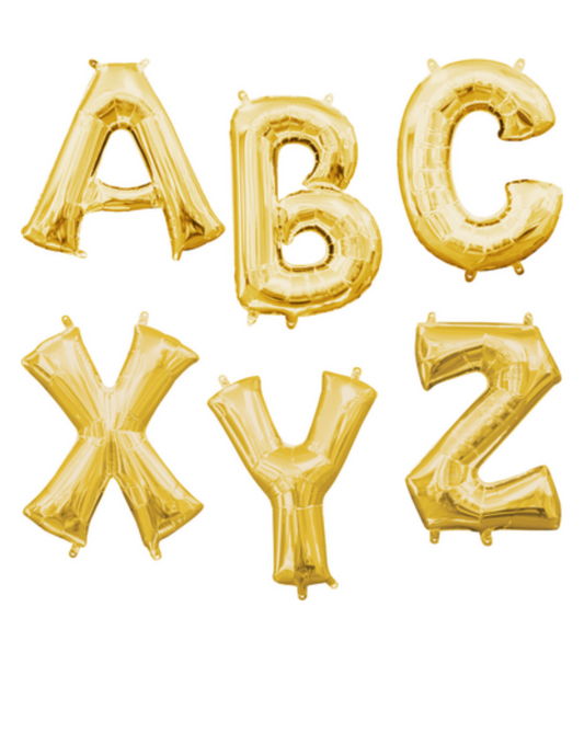 16" Anagram Gold Letter Foil Balloons - AIR FILL