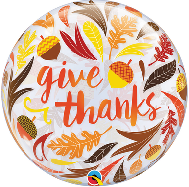 22" Give Thanks Acorns Bubble