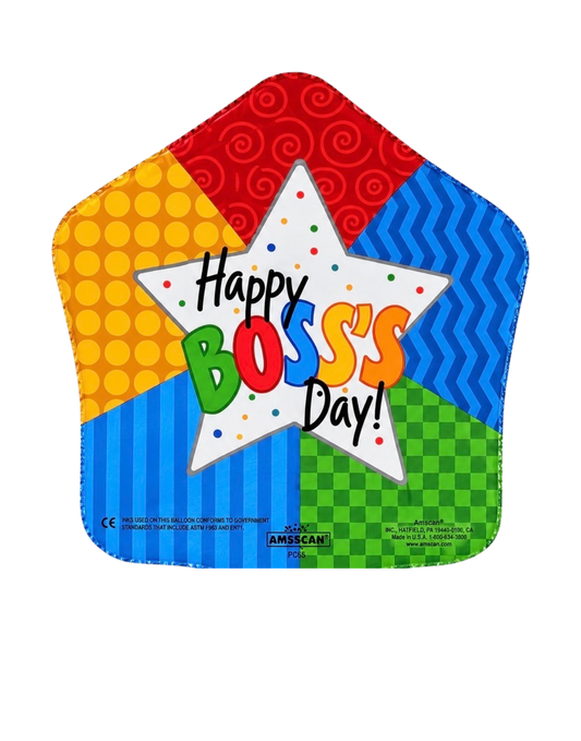 9" Happy Boss's Day Patterned Star - AIR FILL