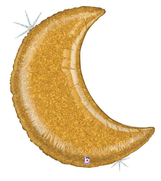 42" Holographic Gold Glitter Moon